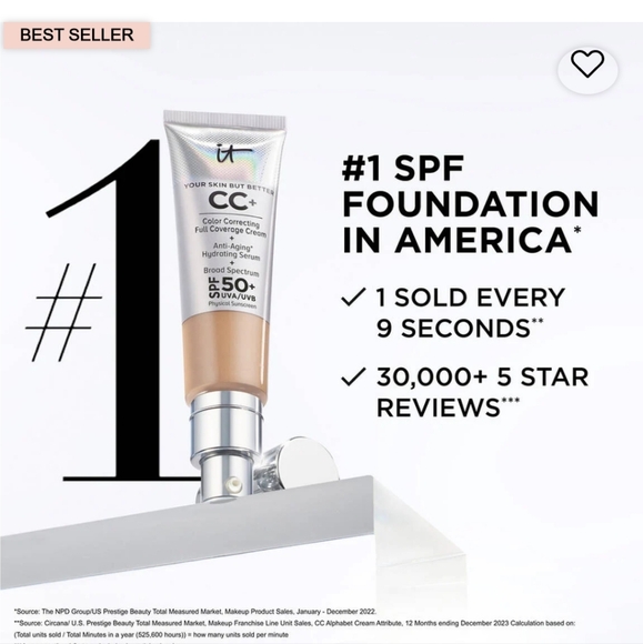 IT Cosmetics CC+ Cream Foundation SPF 50+ ❤️3 Piece Set- FULL SIZE - Picture 3 of 5